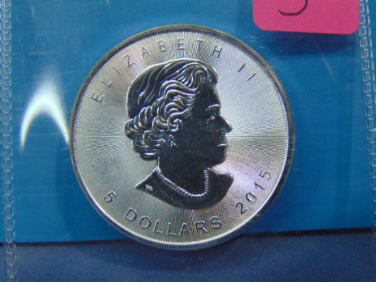 2015 Canada $5 Silver Maple Leaf Bullion Coin w/ Privy