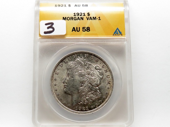 Morgan $ 1921 VAM-1 ANACS AU58