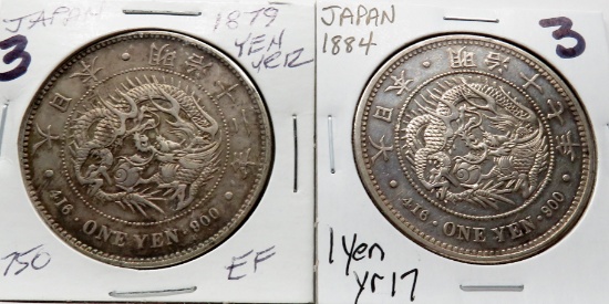 2-1 Yen Japan Meiji Silver: 1879, 1884