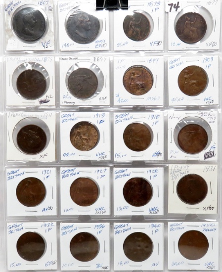 20 GB Penny: 1807, 31, 73, 77, 79, 97, 99, 1909, 11, 13, 16, 19, 21, 27, 28, 31, 32, 36, 40, 50