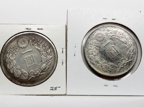 2 Japan Silver 1 Yen: 1895 , 1908 m.334,705