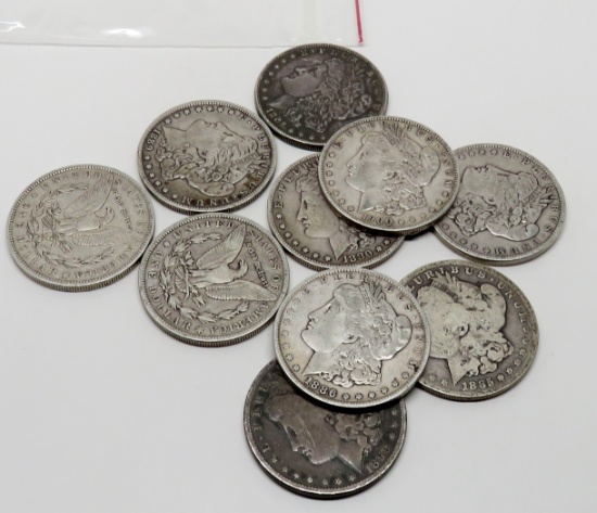 10 Morgan $, up to VF, assorted dates