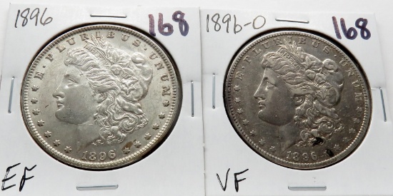 2 Morgan $: 1896 EF, 1896-O VF