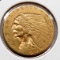 Gold 1914D $2.50 Indian EF 2 obv scratches, m. 448K