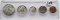 1959D Unc 5 Coin Year Set in Capitol Plastic