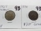 2 Shield Nickels: 1867 No Rays VF, 1874 F/VF corrosion