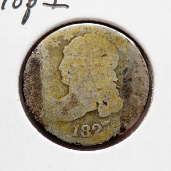 Capped Bust Dime 1827 Flat Top 1, Fair