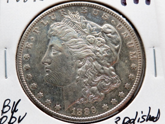 Morgan $ 1889S BU obv fingerprint, rev ?die polish marks, better date