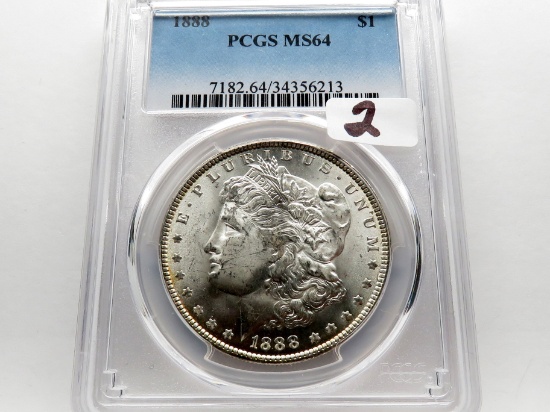 Morgan $ 1888 PCGS MS64, reverse color ++