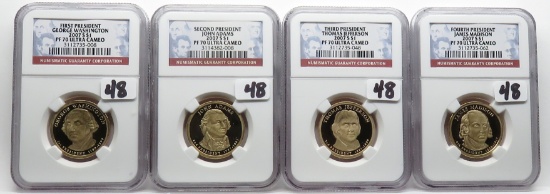 2007S Presidential 4 Coin Set each NGC PF70 UCAM (1 each President 2007 issue)