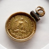 1945 Mexico Gold 2 Peso in bezel
