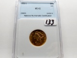 Gold 1888S $5 Liberty Head Half Eagle NNC Mint State (293,900 Mintage)