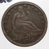 Seated Liberty Half $ 1846-O VF scratches