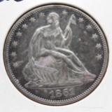 Seated Liberty Half $ 1861 EF cleaned
