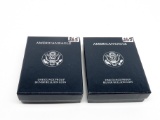 2 American Silver Eagle Proof boxed with COAs: 1997, 1998