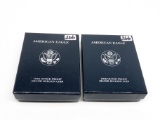 2 American Silver Eagle Proof boxed with COAs: 1999, 2000