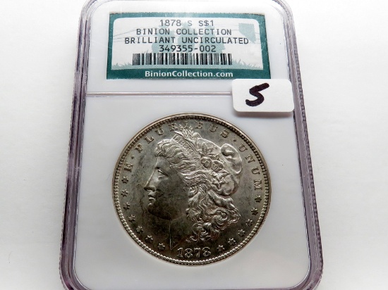 Morgan $ 1878-S NGC BU Binion Collection