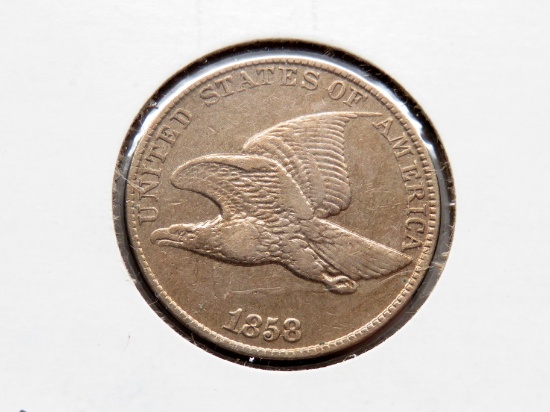 Flying Eagle Cent 1858 LL XF/AU cleaned