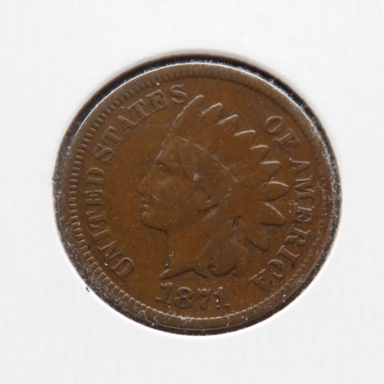 Indian Cent 1871 VG better date