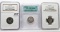 3 Jefferson Nickels, 1976-S NGC PF65 UC; 90-S ICG PR69 DC; 93-S NGC PF69 UC