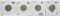 4 Buffalo Nickels 1915 EF; 27 VG; 31-S F (Light corrosion); 36 EF