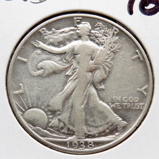 Walking Liberty Half $ 1938-D Fine (Cleaned)