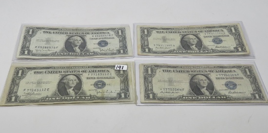 4-$1 Silver Certificates F-VF: 1935C, 35D, 35F STAR-FR1615, 57