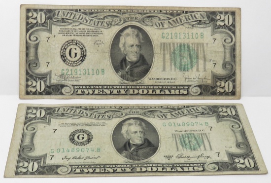 2-$20 green seal FRN Fine: 1934C, 1950A
