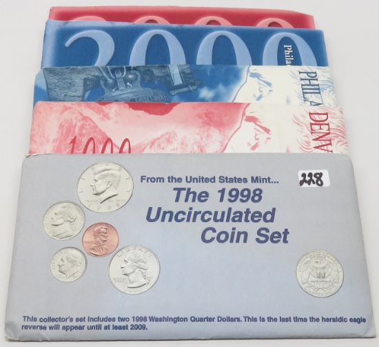 3 US Mint Sets: 1998, 1999, 2000