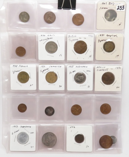 21 World Coins, 15 Countries, 1890's-1950's
