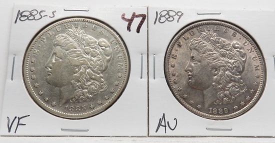 2 Morgan $ 1885-S VF & 1889 AU