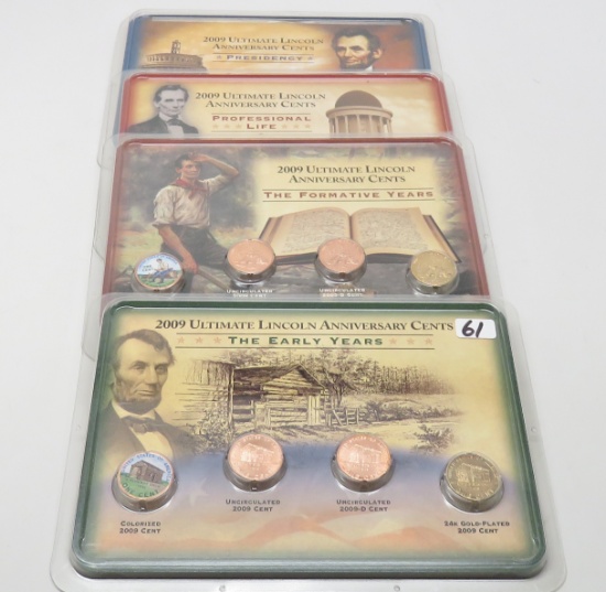 4 2009 Lincoln Cent Ultimate Anniversary Sets by Littleton