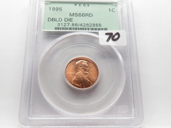 Lincoln Cent 1995 Double Die PCGS MS66Red (Older holder)