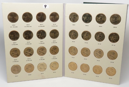 Sacagawea $ Littleton album 2000 to 2015 P & D 32 coins Look BU (Dates & mint marks not checked afte