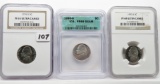 3 Jefferson Nickels, 1976-S NGC PF65 UC; 90-S ICG PR69 DC; 93-S NGC PF69 UC