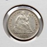 Half Dime 1872-S EF Below Bow