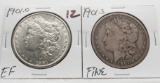 2 Morgan $ 1901-O EF & 1901-S Fine