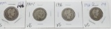 4 Barber Quarters Very Good, 1901; 04; 16; 16-D