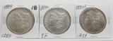 3 Morgan $, 1889 CH EF; 1890 EF; 1891-S CH EF