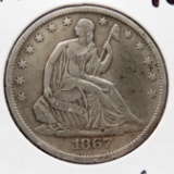 Seated Liberty Half $ 1867-S Very Fine (Scratches)