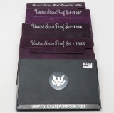 5 US Proof Sets: 1979 no outer box, 85, 86, 87, 88