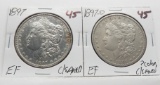 2 Morgan $ EF 1897 (Cleaned) & 1897-O (?Color-Cleaned)