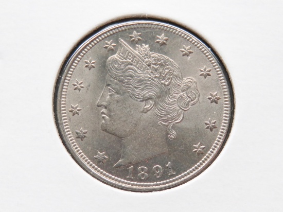 Liberty Head V Nickel 1891 CH BU