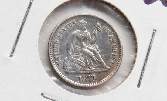 Seated Liberty Half Dime 1871 CH EF ?lightly cleaned