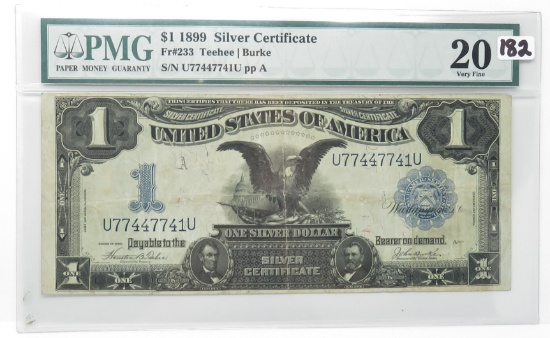 $1 Silver Certificate 1899 "Black Eagle", FR233, SN U77447741U, PMG VF20