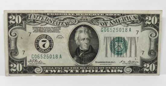 $20 FRN Chicago 1928, FR2050G, SN G065250187, CH VF