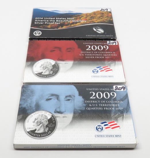 3 Quarter Proof Sets: 2009, 2009 Silver, 2014