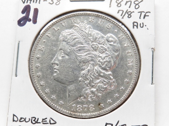 Morgan $ 1878 VAM 38 (doubling obv, 7/5TF) AU some obv marks