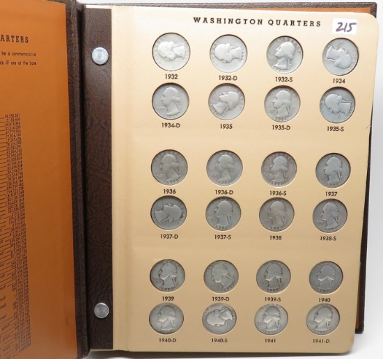 Dansco Washington Quarter album 1935 to 1996, 146 coins, 83 Silver, 1932-D&S Good; 1936-D Fine,  dat