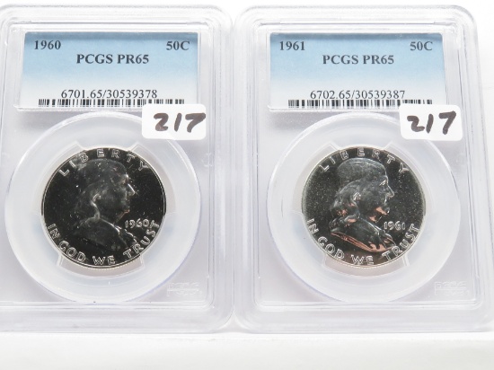 2 Franklin Half $ PCGS PR65 1960 & 1961